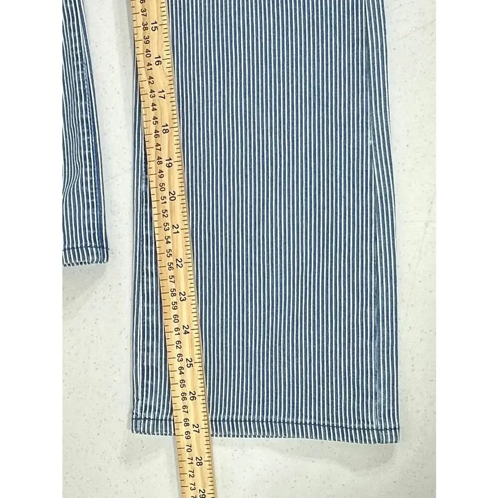 NYDJ Billie Mini Bootcut Ankle‎ Jeans Size 8 (32x27) High Rise Denim Blue Stripe